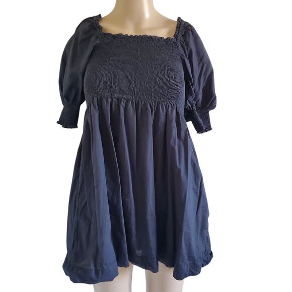 Hill House Dresses & Skirts - Hill House Home Black Mini 3/4 Sleeve Smocked Sleep Dress (XS)